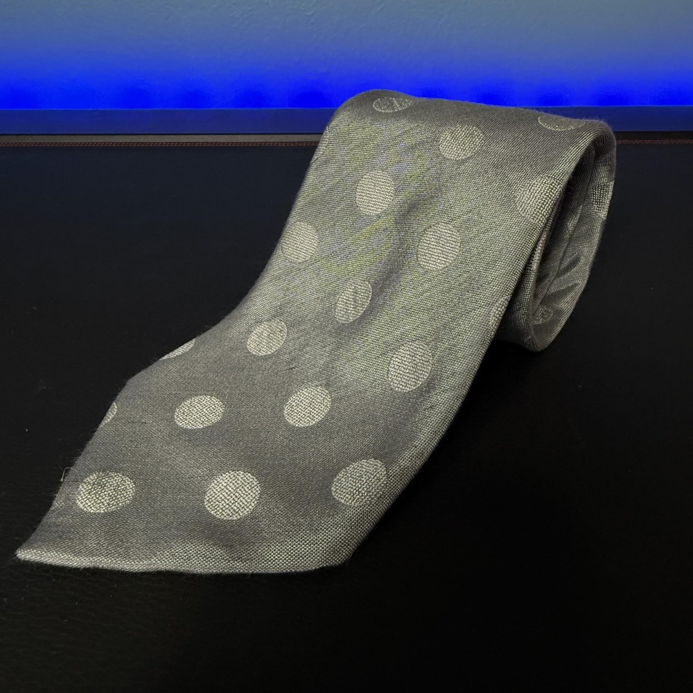 Tom Ford Tie Mens One Size Gray Polka Dot Silk Linen Necktie Made Italy